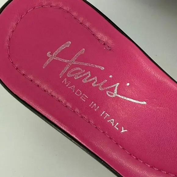 Y2K Harris Leather Wedge Sandals US 7.5 EU 38 Made in Italy Bow Platform Heels - Picture 5 of 9